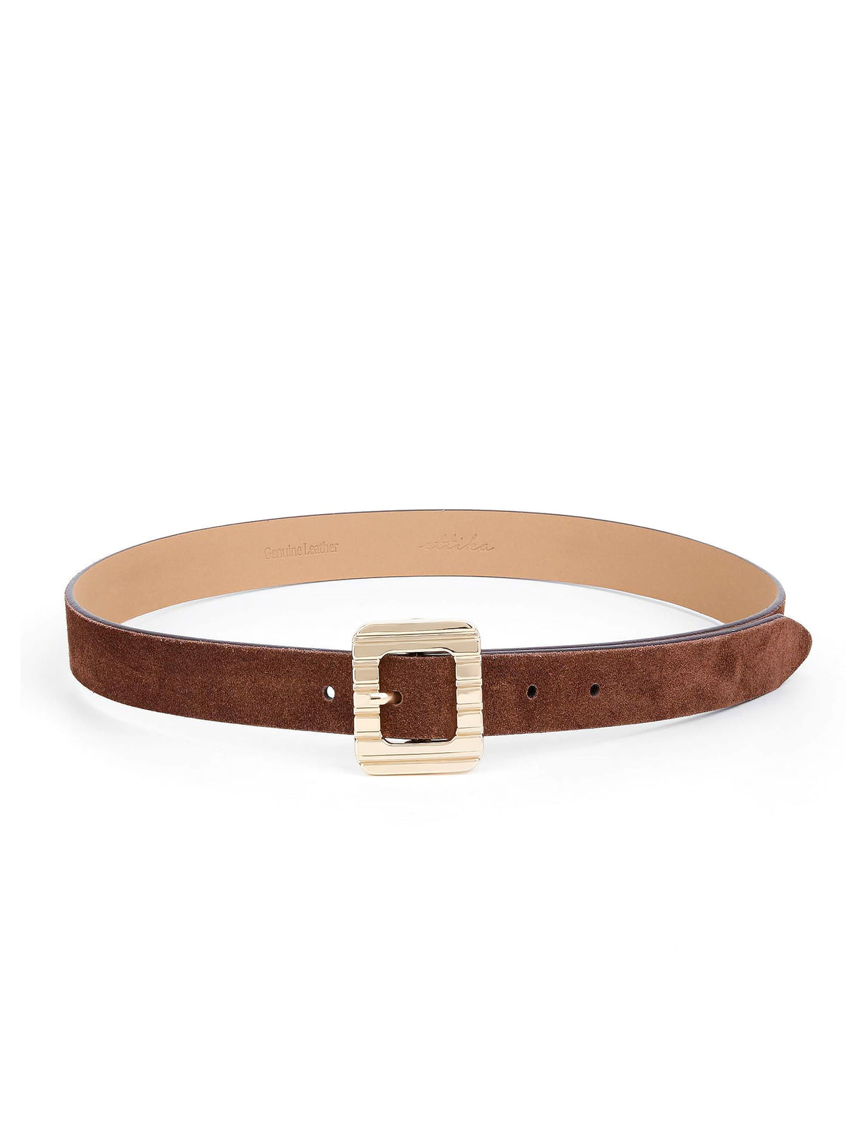 Timeless Texture Belt in Warm Truffle - Warm Truffle Suede with Gold Hardware | Ettika