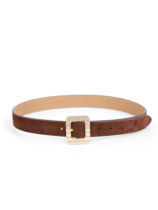 Timeless Texture Belt in Warm Truffle - Warm Truffle Suede with Gold Hardware | Ettika