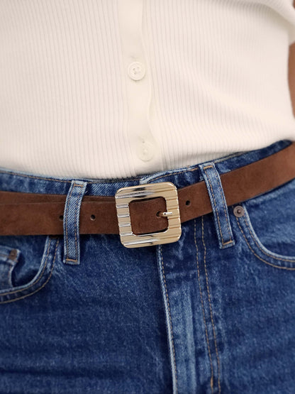 Timeless Texture Belt in Warm Truffle - Warm Truffle Suede with Gold Hardware | Ettika