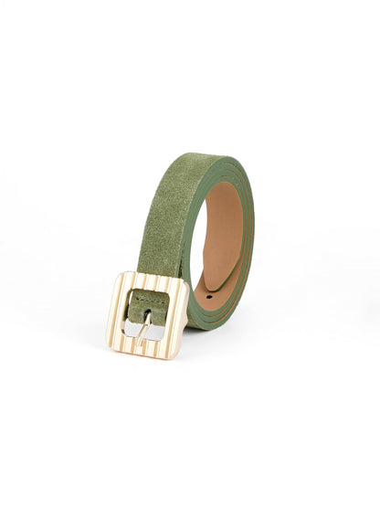 Timeless Texture Belt in Olivine - Olivine Suede with Gold Hardware | Ettika