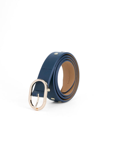 Boyfriend Stud Belt in Denim - Denim Leather with Gold Hardware | Ettika