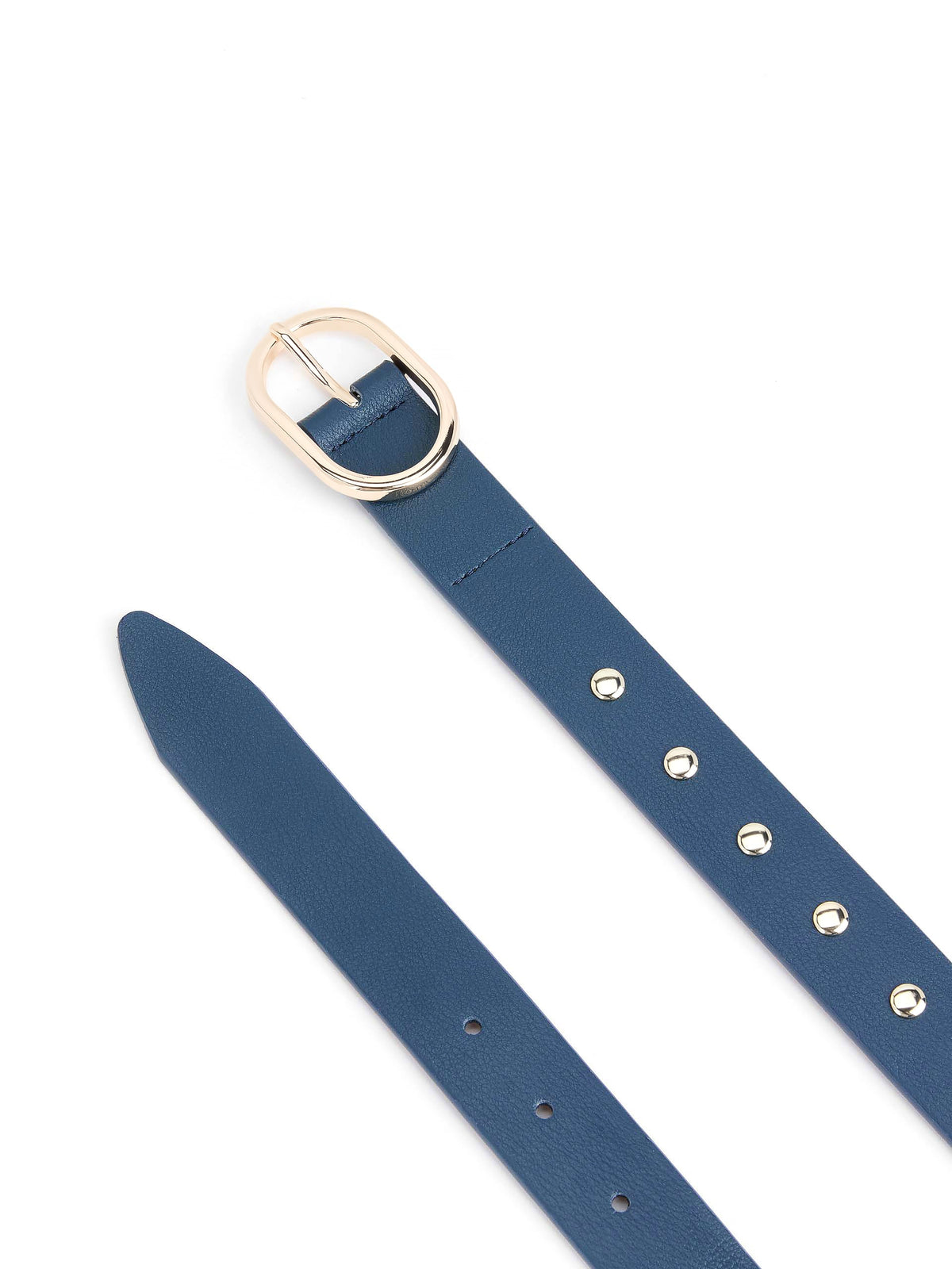 Boyfriend Stud Belt in Denim - Denim Leather with Gold Hardware | Ettika