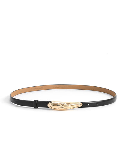 Liquid Luxe Belt in Black - Carbon Black Leather with Gold Hardware | Ettika