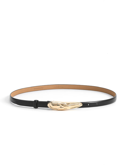 Liquid Luxe Belt in Black - Carbon Black Leather with Gold Hardware | Ettika