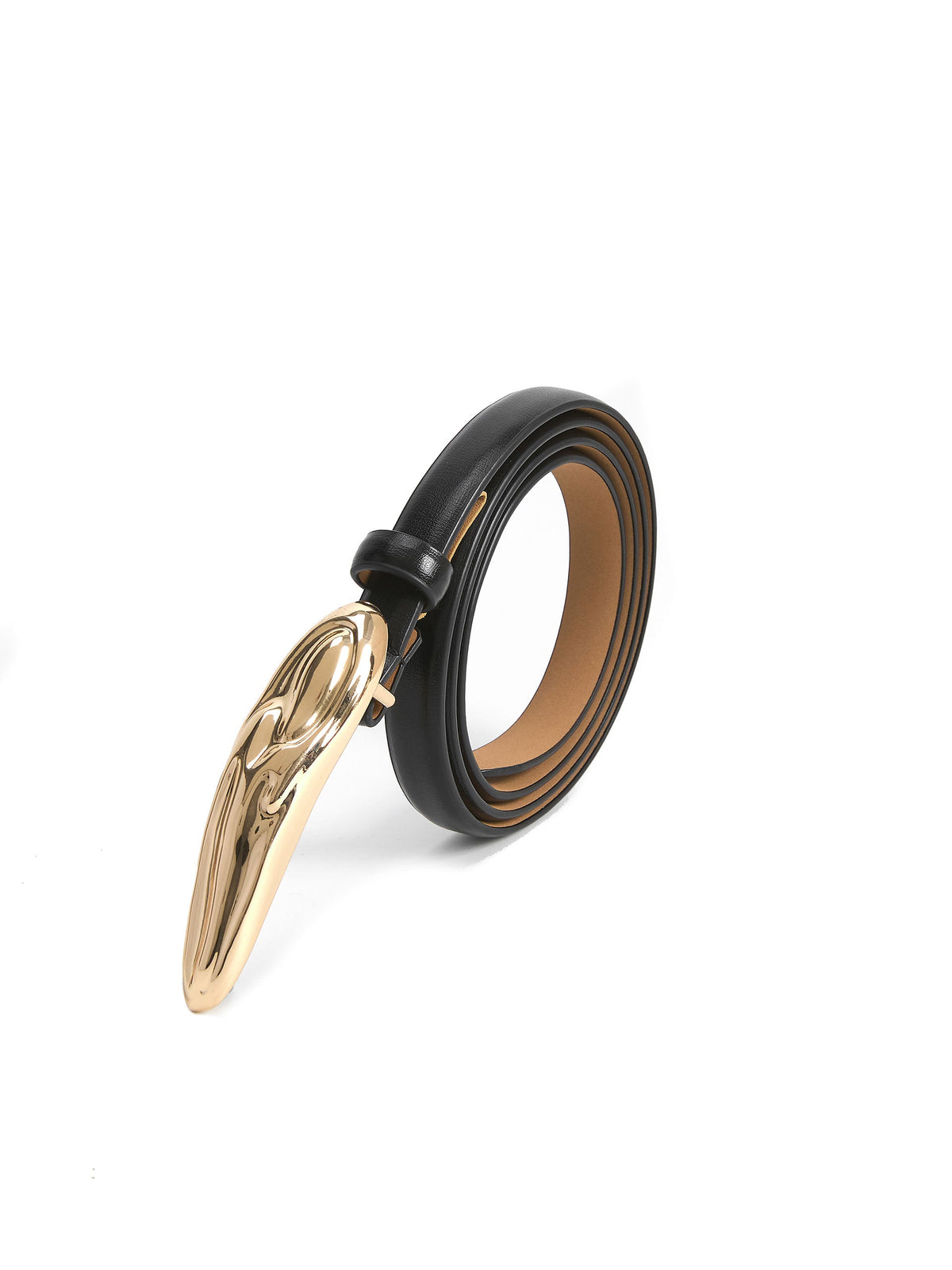 Liquid Luxe Belt in Black - Carbon Black Leather with Gold Hardware | Ettika