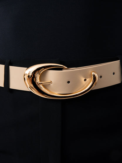 Sculpted Flow Belt in Ivory - Ivory Leather with Gold Hardware | Ettika