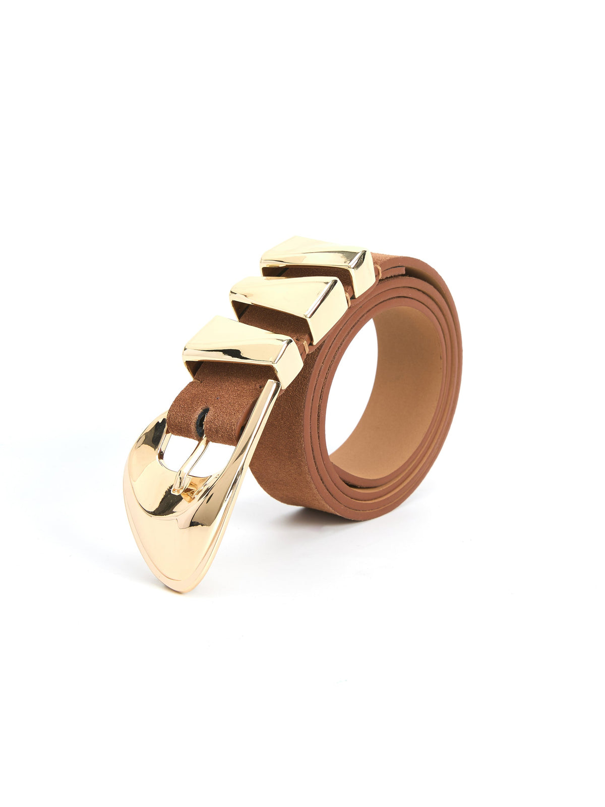Modern Western Belt in Mocha - Mocha Suede with Gold Hardware | Ettika