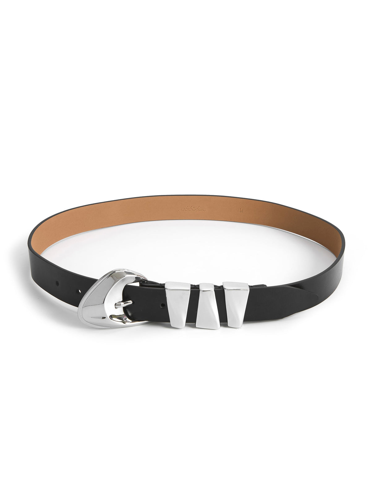 Modern Western Belt in Black - Carbon Black Leather with Silver Hardware | Ettika
