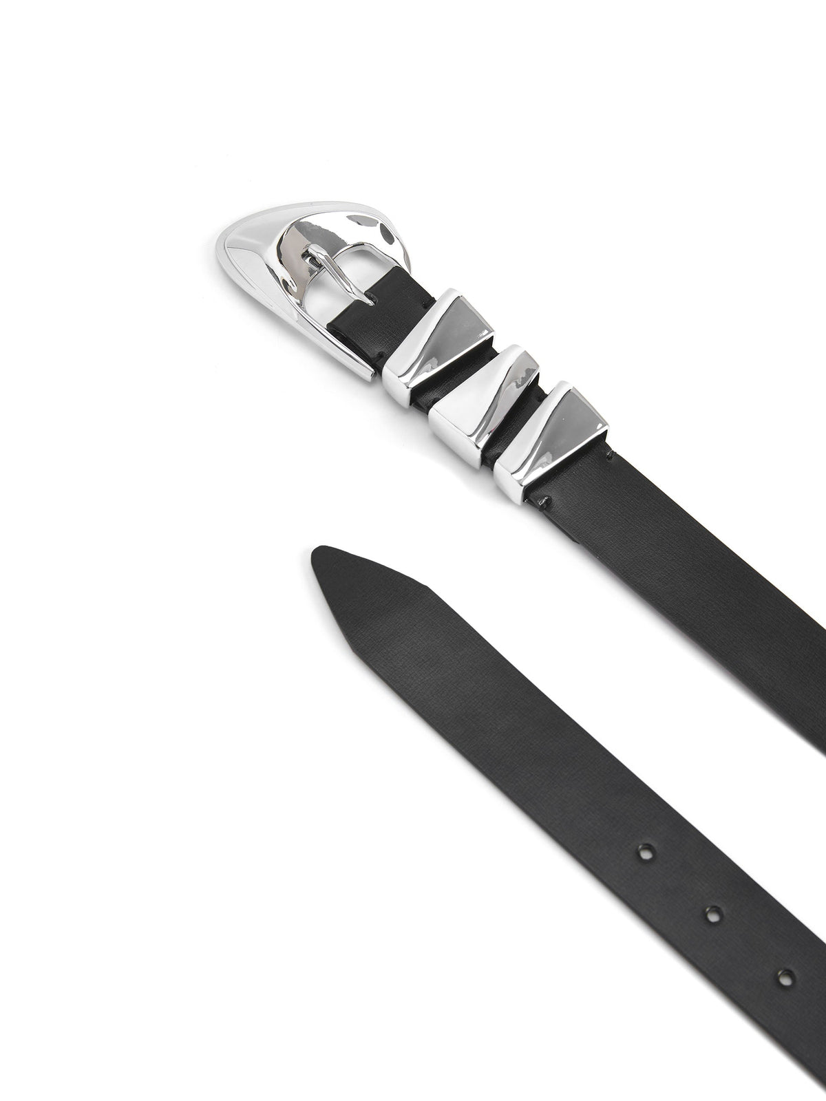 Modern Western Belt in Black - Carbon Black Leather with Silver Hardware | Ettika