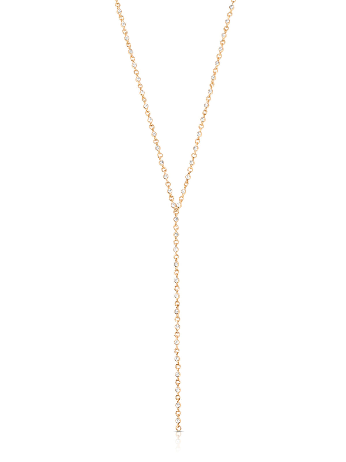 Dainty Crystal Lariat - Clear Crystal with 18k Gold Plating | Ettika