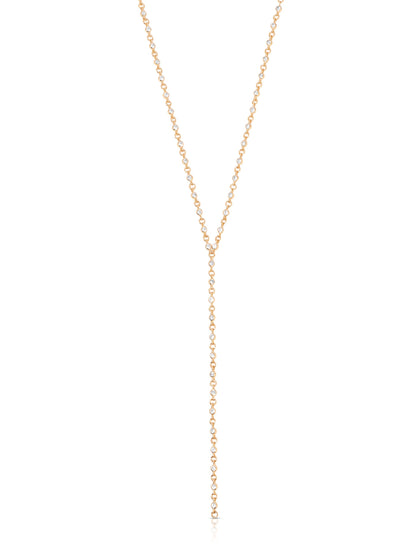 Dainty Crystal Lariat - Clear Crystal with 18k Gold Plating | Ettika
