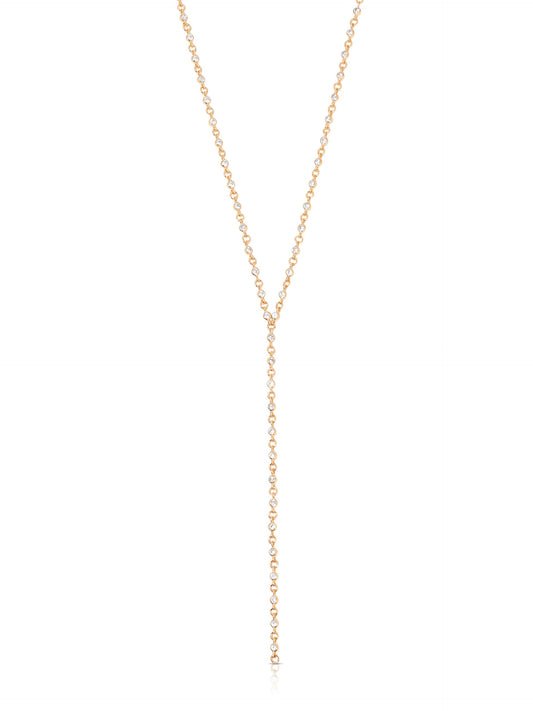 Dainty Crystal Lariat - Clear Crystal with 18k Gold Plating | Ettika