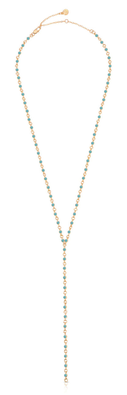 Dainty Crystal Lariat - Clear Crystal with 18k Gold Plating | Ettika