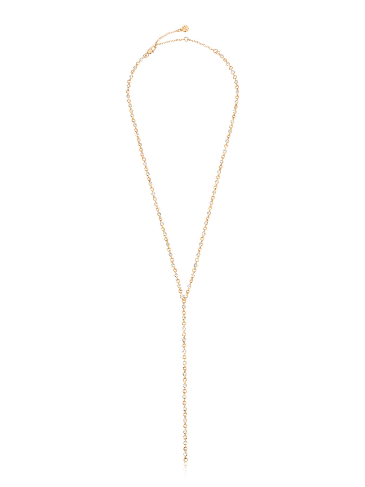Dainty Crystal Lariat - Clear Crystal with 18k Gold Plating | Ettika