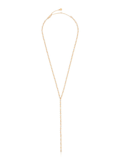 Dainty Crystal Lariat - Clear Crystal with 18k Gold Plating | Ettika