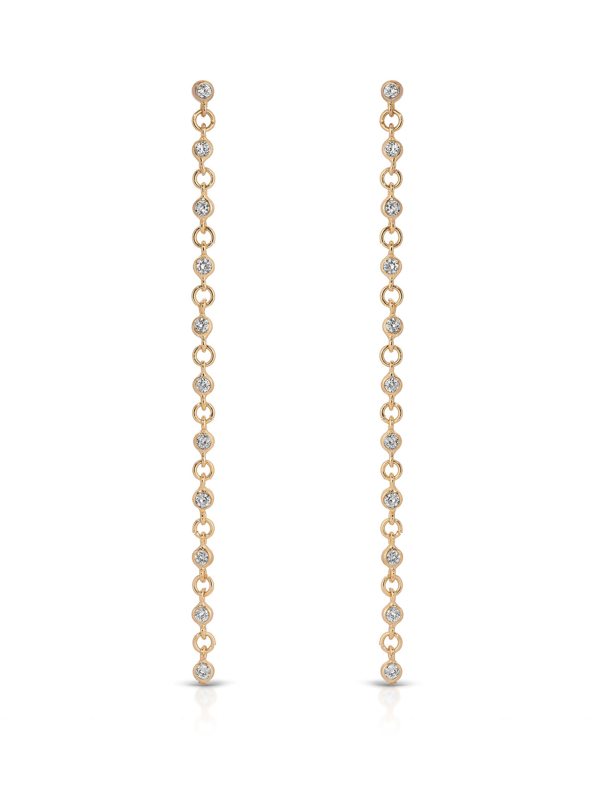 Dainty Linear Crystal Earrings - Clear Crystal with 18k Gold Plating | Ettika