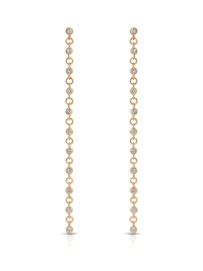 Dainty Linear Crystal Earrings - Clear Crystal with 18k Gold Plating | Ettika