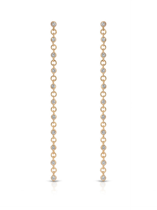 Dainty Linear Crystal Earrings - Clear Crystal with 18k Gold Plating | Ettika