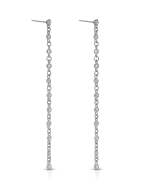 Dainty Linear Crystal Earrings - Clear Crystal with 18k Gold Plating | Ettika