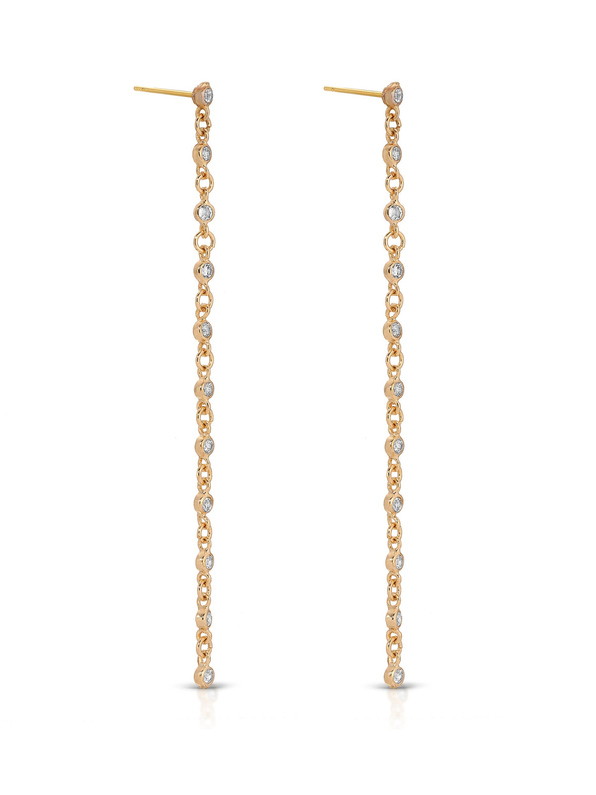 Dainty Linear Crystal Earrings - Clear Crystal with 18k Gold Plating | Ettika