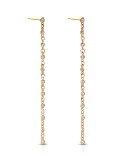 Dainty Linear Crystal Earrings - Clear Crystal with 18k Gold Plating | Ettika