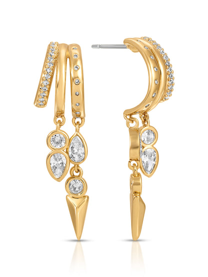 Icon Behavior Earrings - Clear Crystal with 18k Gold Plating | Ettika