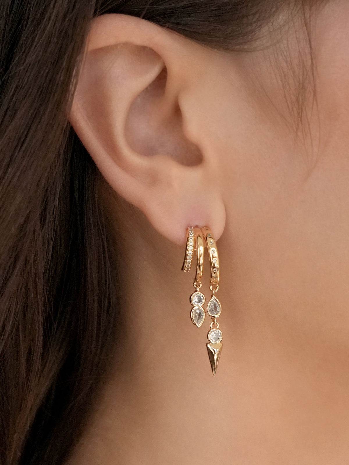 Icon Behavior Earrings - Clear Crystal with 18k Gold Plating | Ettika