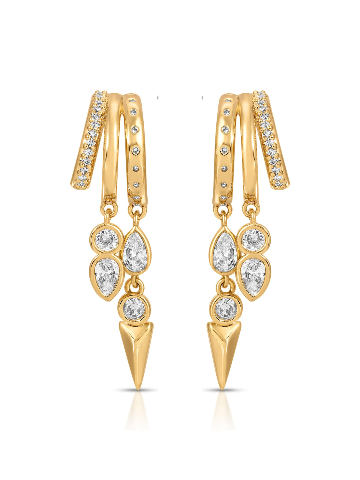 Icon Behavior Earrings - Clear Crystal with 18k Gold Plating | Ettika
