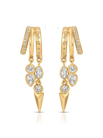 Icon Behavior Earrings - Clear Crystal with 18k Gold Plating | Ettika