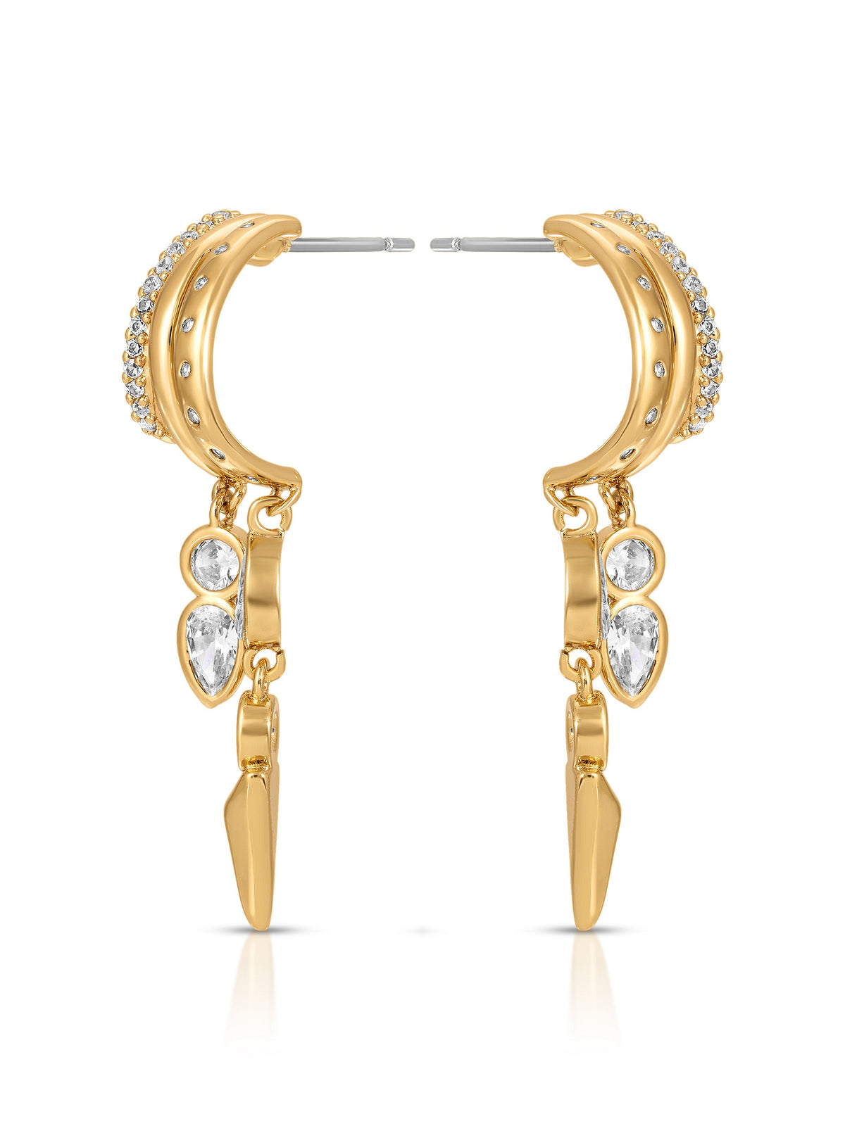 Icon Behavior Earrings - Clear Crystal with 18k Gold Plating | Ettika