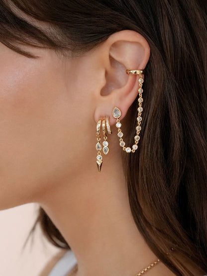 Icon Behavior Earrings - Clear Crystal with 18k Gold Plating | Ettika