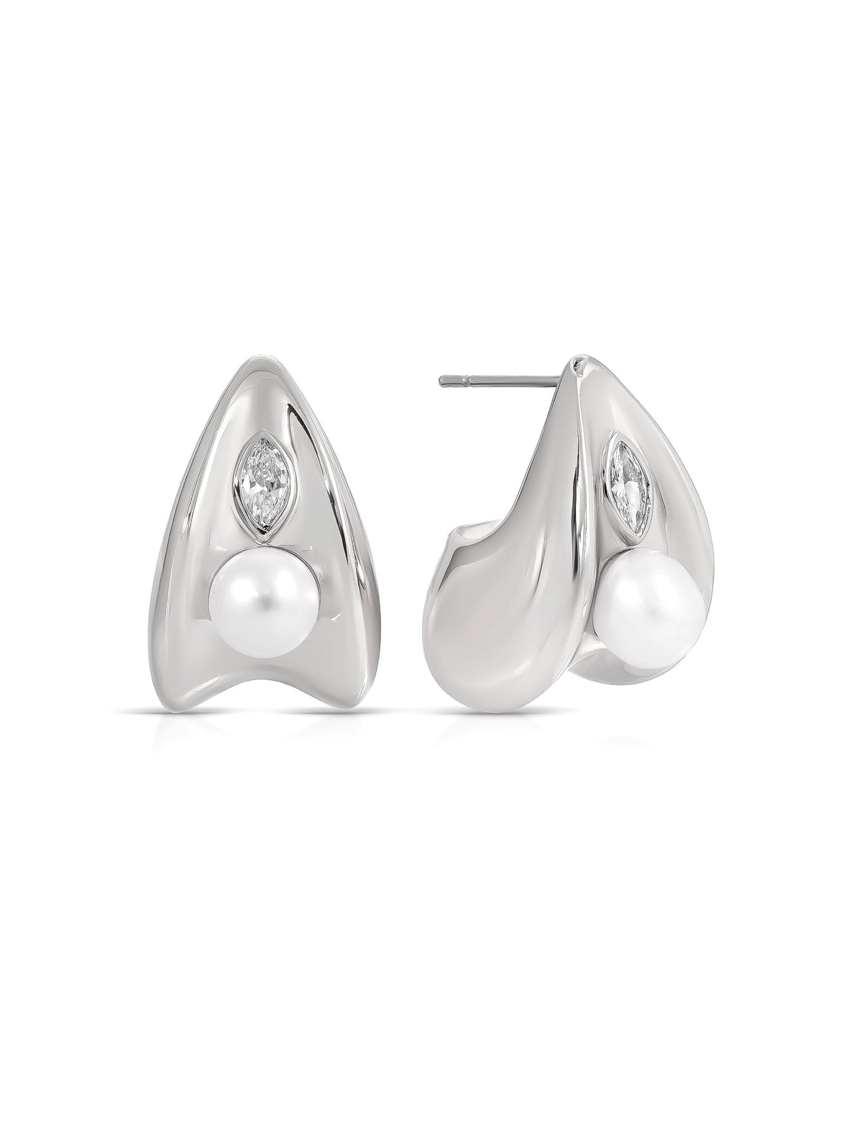 Soft Curve Earrings - Clear Crystal with 18k Gold Plating | Ettika