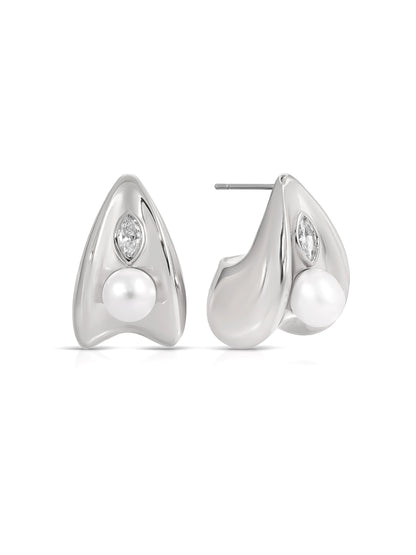 Soft Curve Earrings - Clear Crystal with 18k Gold Plating | Ettika