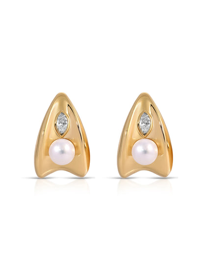 Soft Curve Earrings - Clear Crystal with 18k Gold Plating | Ettika