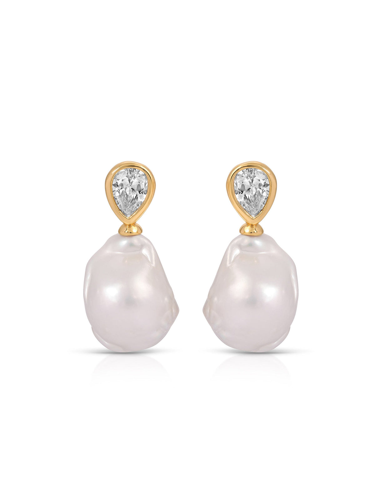 Freshwater Heirloom Earrings - Clear Crystal with 18k Gold Plating | Ettika
