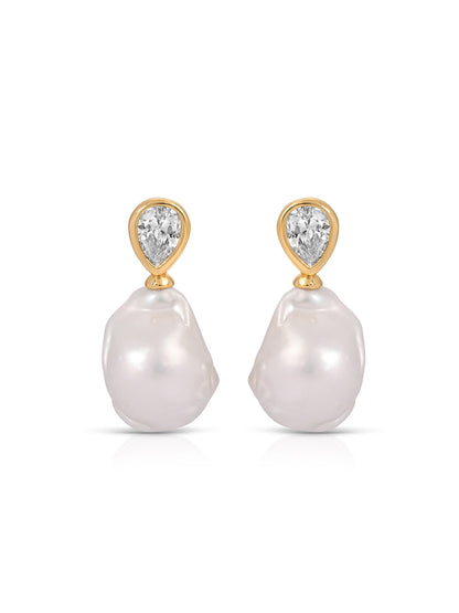 Freshwater Heirloom Earrings - Clear Crystal with 18k Gold Plating | Ettika