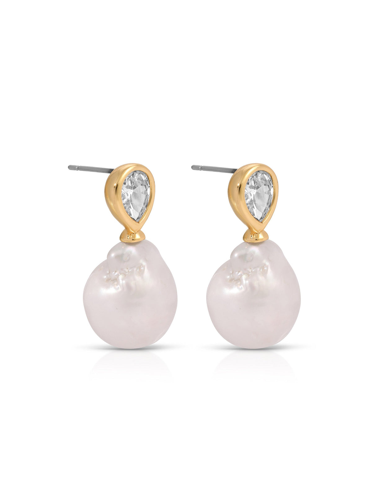Freshwater Heirloom Earrings - Clear Crystal with 18k Gold Plating | Ettika