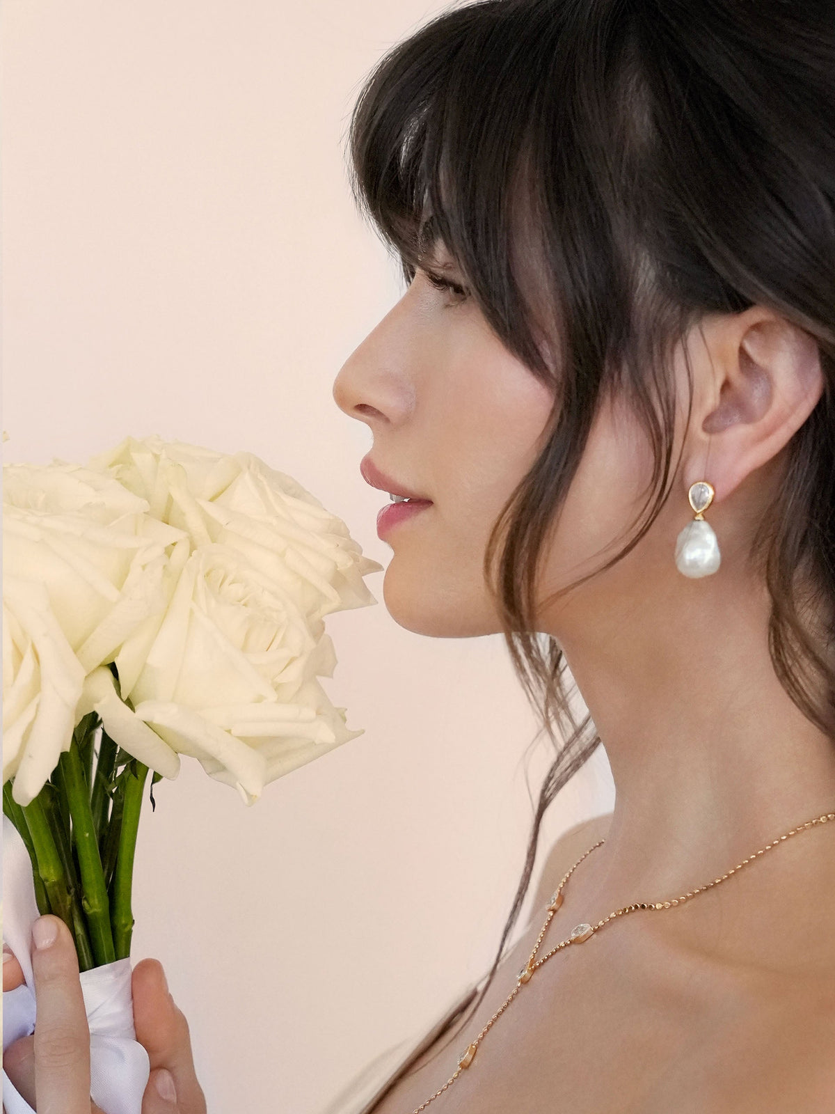 Freshwater Heirloom Earrings - Clear Crystal with 18k Gold Plating | Ettika