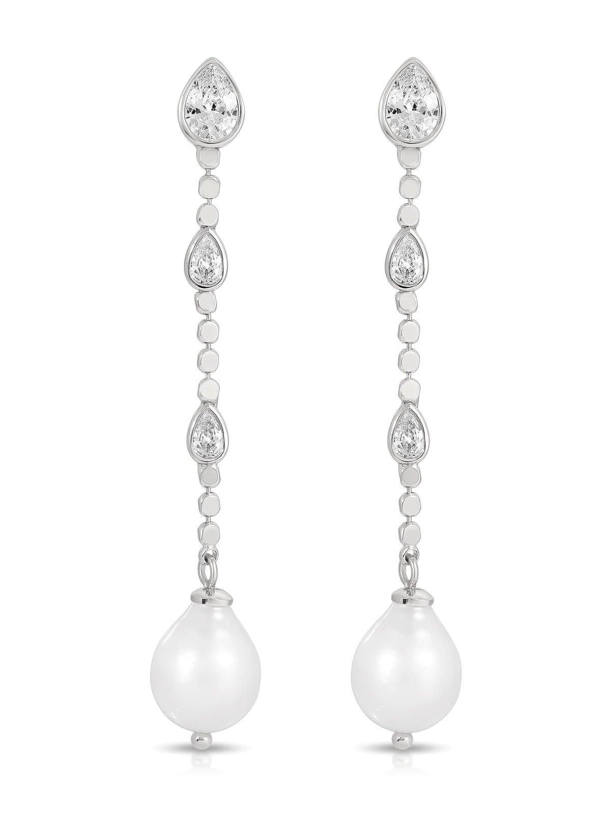 Droplet Crystal and Pearl Earring - Clear Crystal with 18k Gold Plating | Ettika