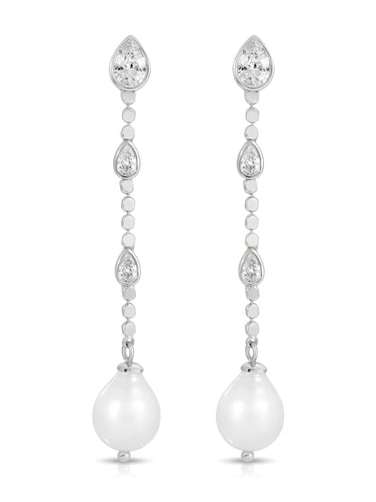 Droplet Crystal and Pearl Earring - Clear Crystal with 18k Gold Plating | Ettika