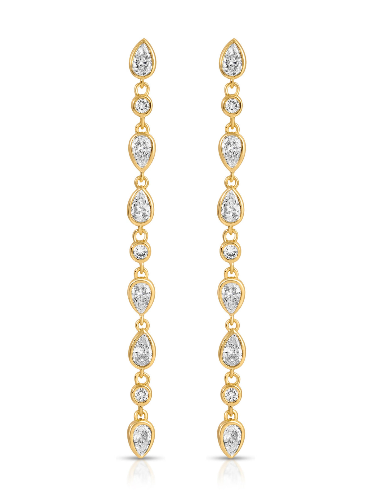 Crystal Rainfall Earrings - Clear Crystal with 18k Gold Plating | Ettika