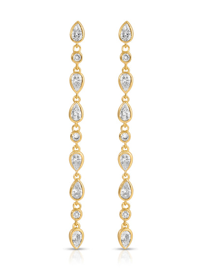 Crystal Rainfall Earrings - Clear Crystal with 18k Gold Plating | Ettika