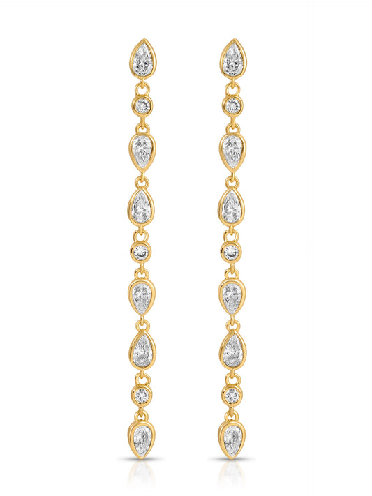 Crystal Rainfall Earrings - Clear Crystal with 18k Gold Plating | Ettika