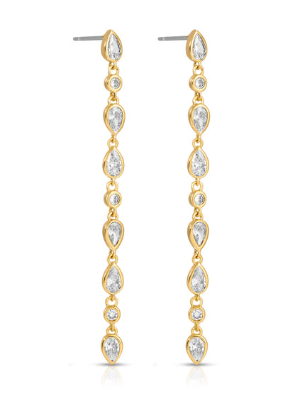Crystal Rainfall Earrings - Clear Crystal with 18k Gold Plating | Ettika