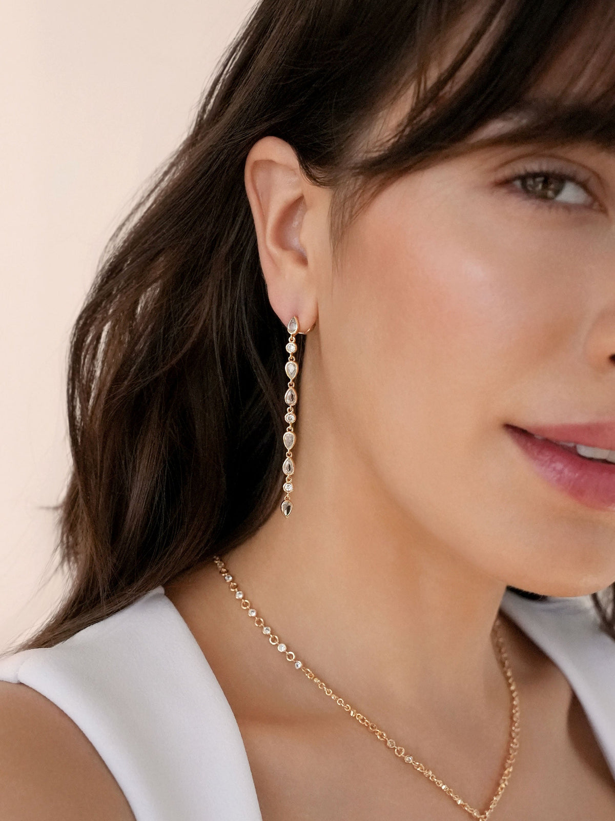 Crystal Rainfall Earrings - Clear Crystal with 18k Gold Plating | Ettika