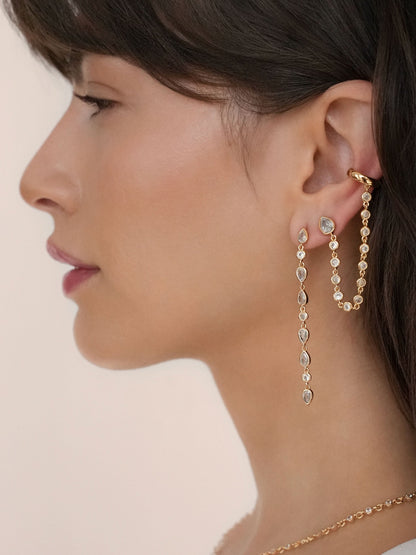 Crystal Rainfall Earrings - Clear Crystal with 18k Gold Plating | Ettika