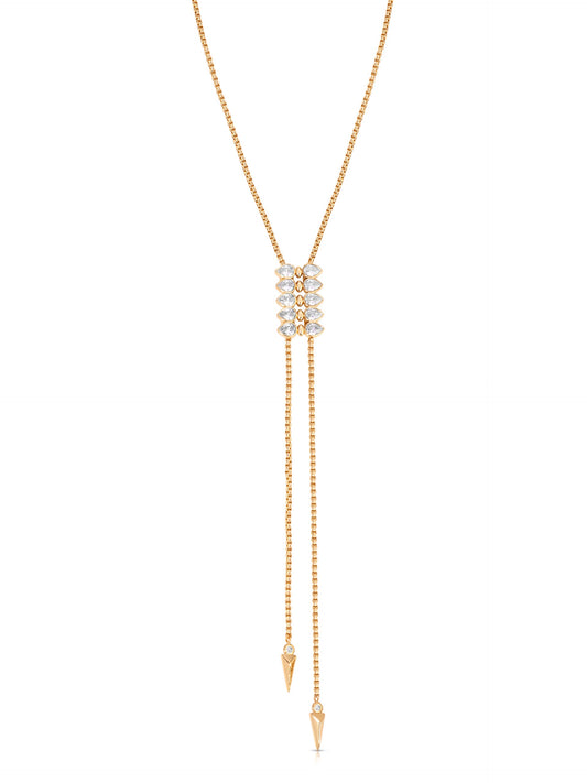 Crystalized Bolo Necklace - Clear Crystal with 18k Gold Plating | Ettika