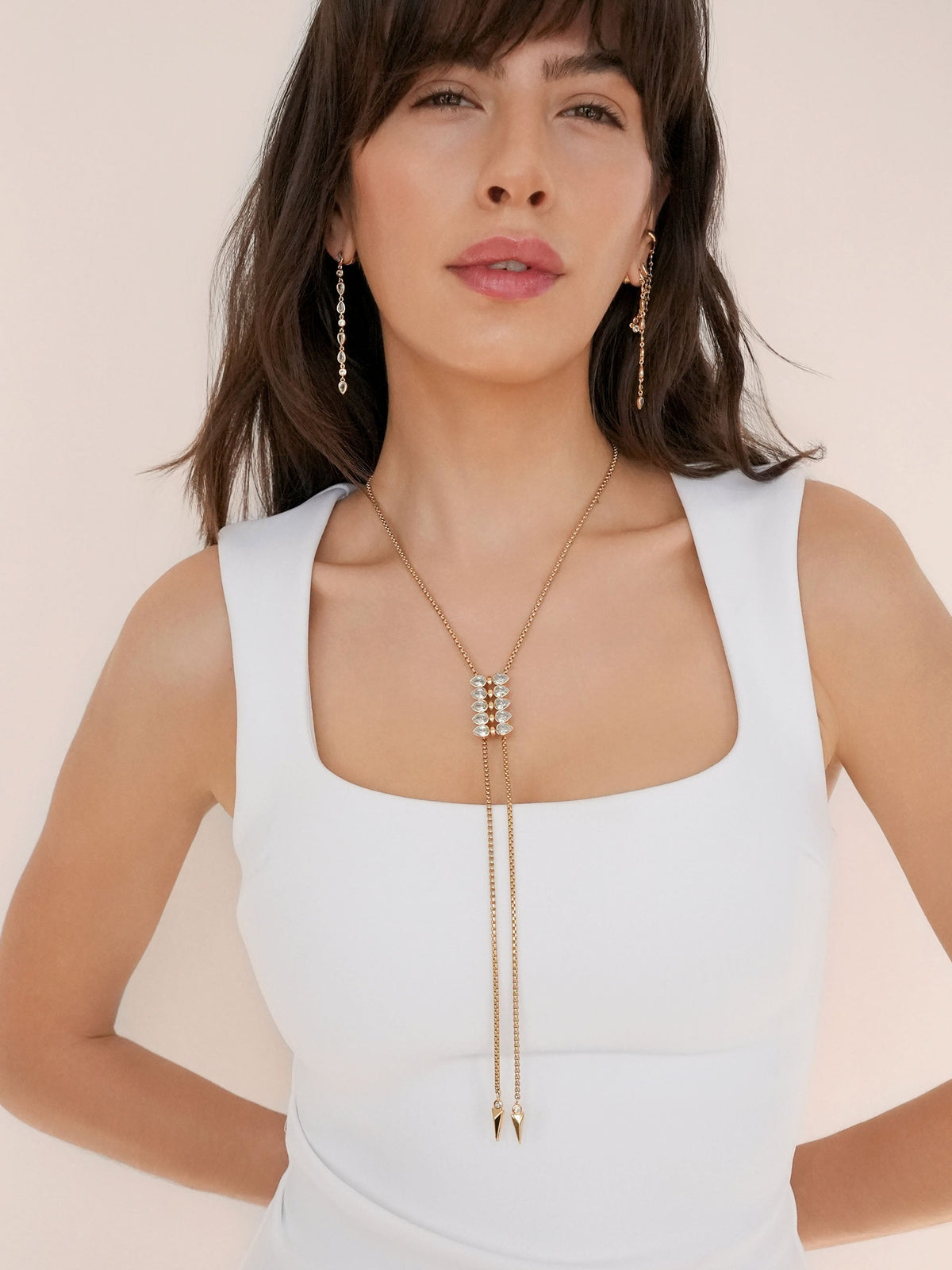 Crystalized Bolo Necklace - Clear Crystal with 18k Gold Plating | Ettika