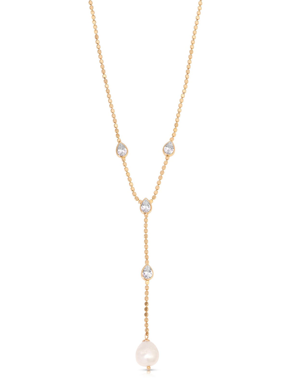 Dripping Crystal Lariat - Clear Crystal with 18k Gold Plating | Ettika