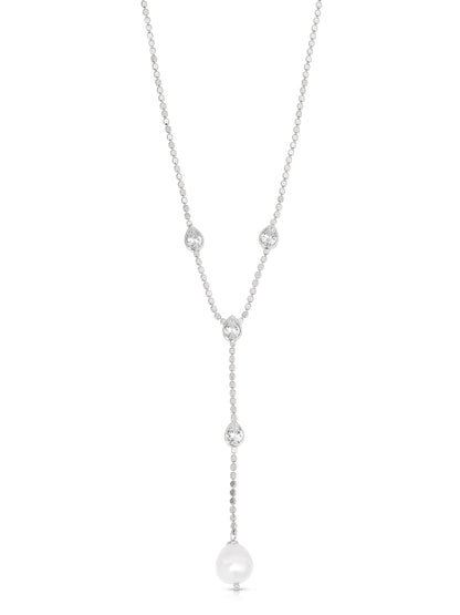Dripping Crystal Lariat - Clear Crystal with 18k Gold Plating | Ettika